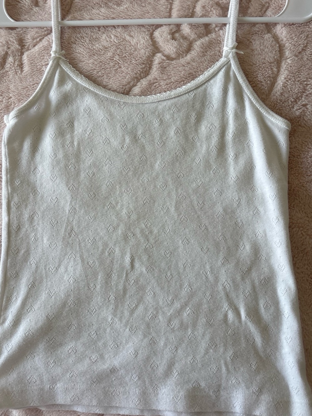 brandy melville white heart Eyelet Tank Top — Lightweight Spaghetti-Strap Cami